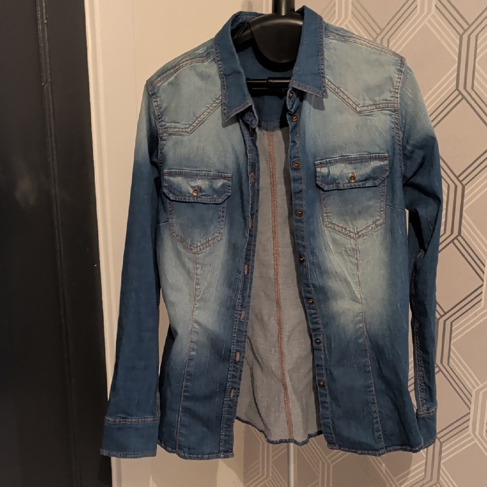 Women's Blue Denim Button Down Shirt